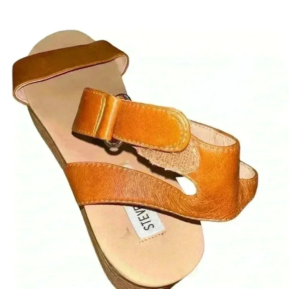 Steve Madden Women's Gaiya Cognac boho chic leather Platform Sandals size 8.5M - Picture 6 of 9